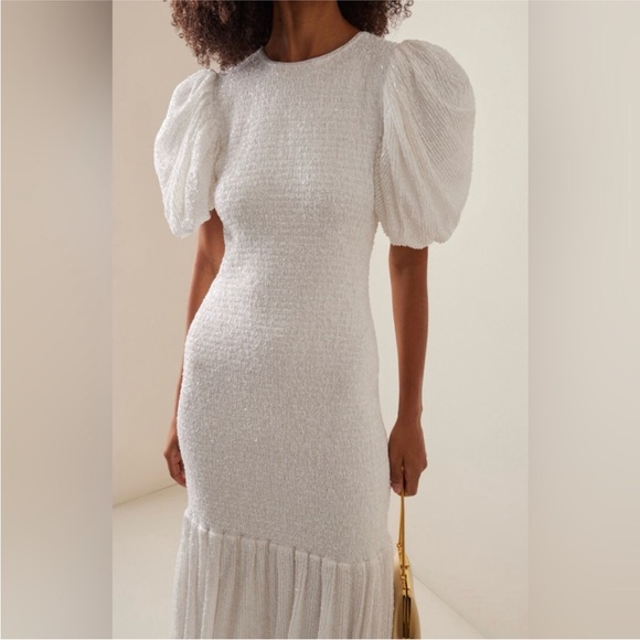 ROTATE Smocked Sequin Midi Dress - Picture 2 of 9